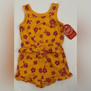 Wonder Nation Hibiscus Printed Ruffled Hem Tank and Shorts Set, Size 2T NWT's